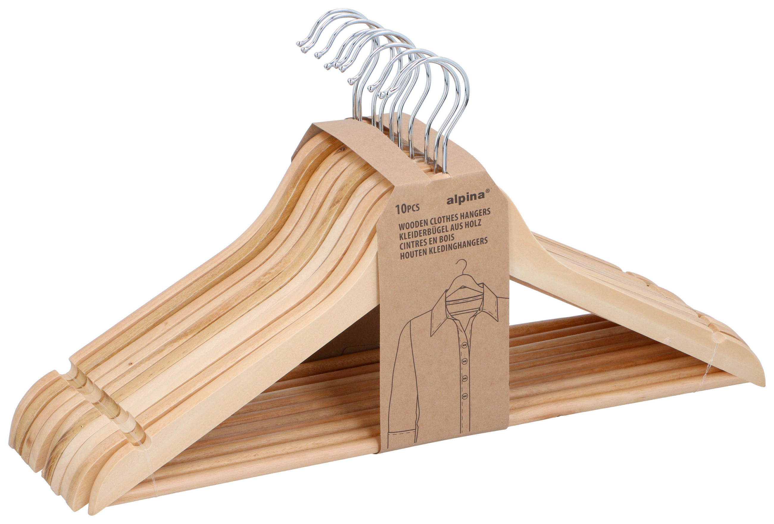 KLEIDERBÜGEL Holz  - Braun, Basics, Holz (44/23/1.2cm) - Alpina 6287