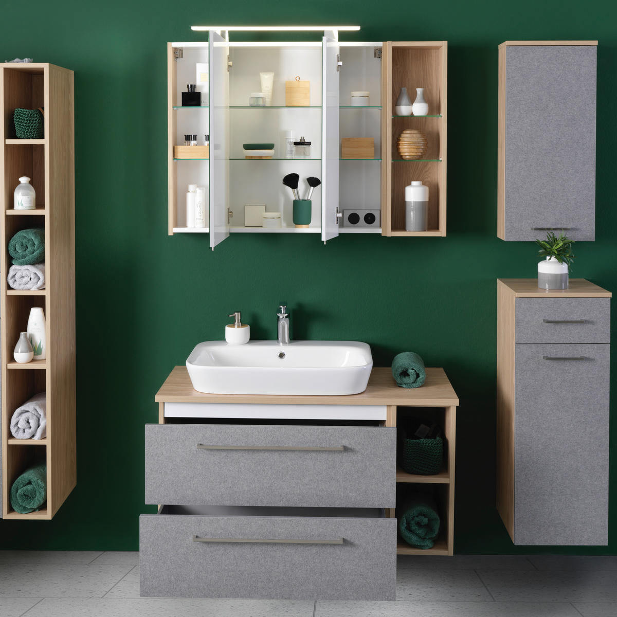 WASCHTISCHKOMBI 102,3 cm  - Eichefarben/Weiß, Basics, Keramik/Holzwerkstoff (102,3cm) - Stylife