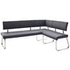 ECKBANK 200/150 cm Lederlook Schwarz, Edelstahlfarben   - Edelstahlfarben/Schwarz, Design, Textil/Metall (200/150cm) - Livetastic