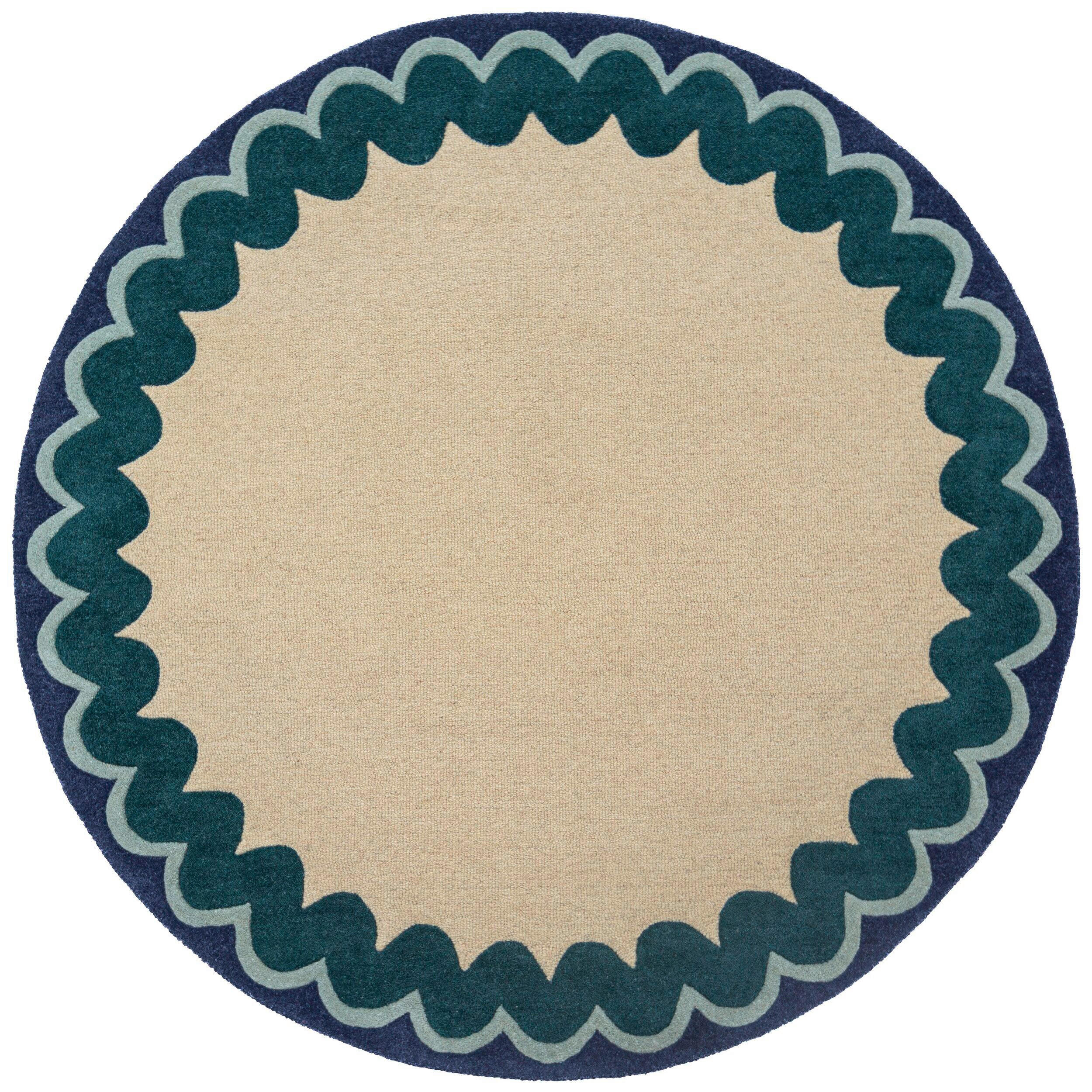 WOLLTEPPICH 160/160 cm Wiggle Petrol rund  - Petrol, Basics, Textil (160/160cm) - Flair Rugs