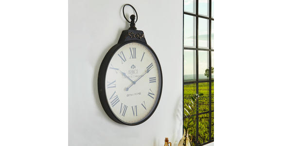 WANDUHR  Schwarz, Weiß  - Schwarz/Weiß, LIFESTYLE, Glas/Holz (60/86/6cm) - Ambia Home