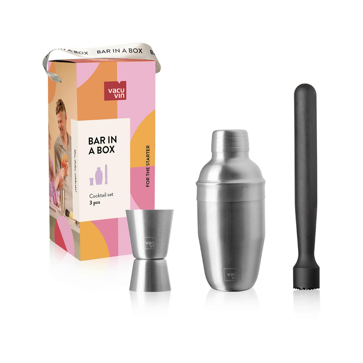 COCKTAIL-SET - Edelstahlfarben, Basics, Metall (9.20/9.20/21.20cm) - Vacu Vin