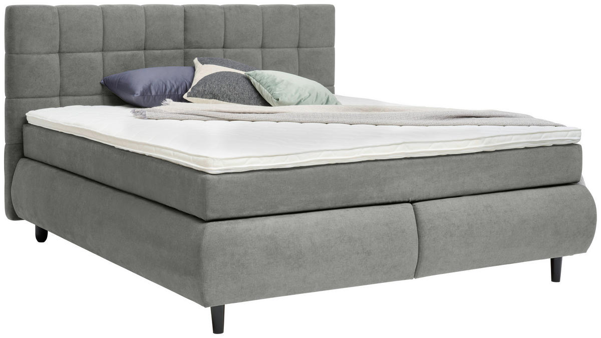 BOXSPRINGBETT 180/200 cm  in Grau  - Schwarz/Grau, KONVENTIONELL, Holz/Textil (180/200cm) - Ti'me