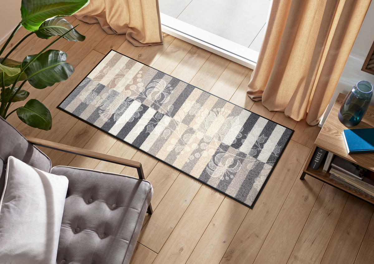 FLACHWEBETEPPICH 60/140 cm Botanica Shadow Grau  - Grau, Design, Kunststoff/Textil (60/140cm) - wash+dry