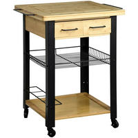 SERVIERWAGEN in Schwarz, Eichefarben  - Eichefarben/Schwarz, Basics, Holzwerkstoff/Metall (71/88/60cm) - Kesper