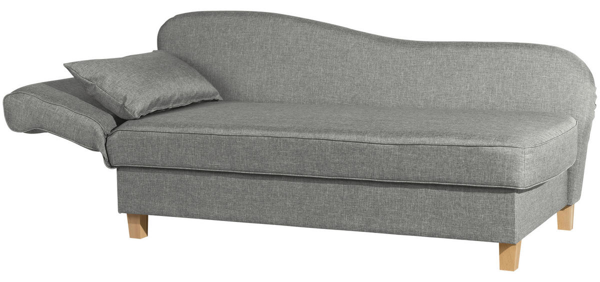 RÉCAMIERE in Flachgewebe Hellgrau  - Buchefarben/Hellgrau, Design, Holz/Textil (190/88/82cm) - Max Winzer