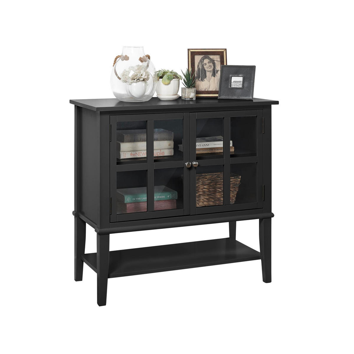 KOMMODE  in 79/77/39 cm  - Silberfarben/Schwarz, Design, Glas/Holz (79/77/39cm) - MID.YOU