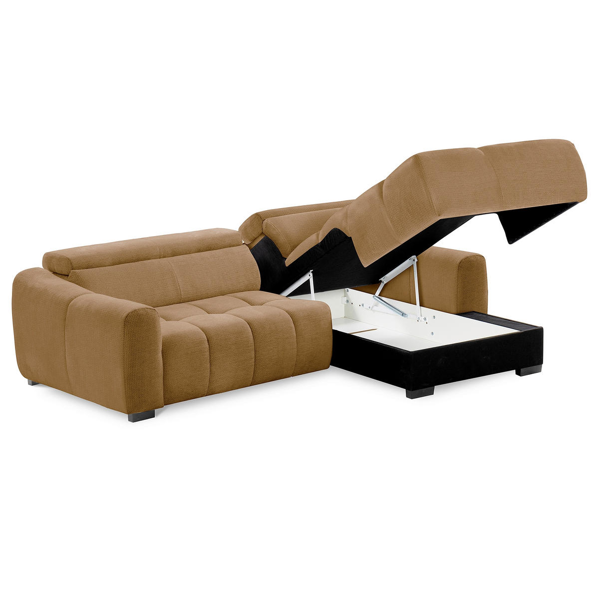 ECKSOFA  Webstoff Rostfarben  - Rostfarben/Schwarz, Design, Kunststoff/Textil (274/177cm) - Livetastic