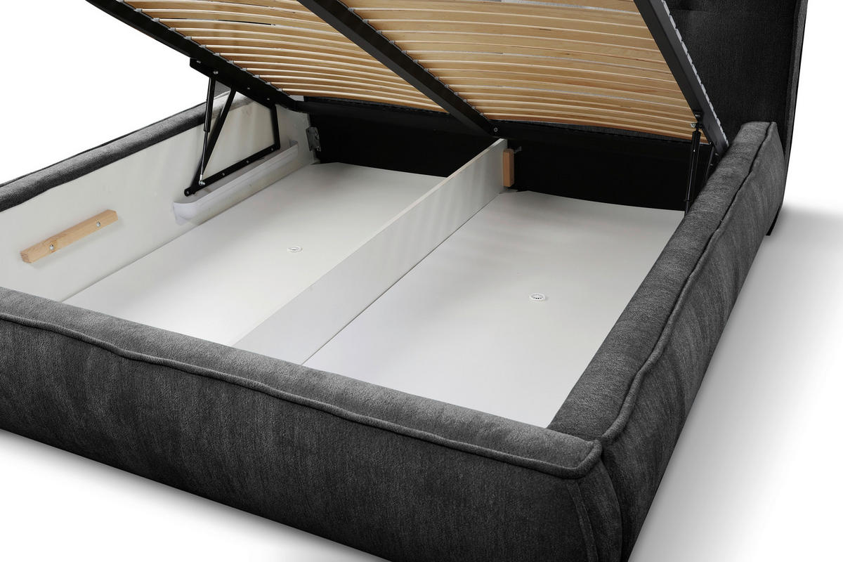 POLSTERBETT Lattenrost Anthrazit 160/200 cm  - Beige/Anthrazit, LIFESTYLE, Holz/Holzwerkstoff (160/200cm) - Livetastic