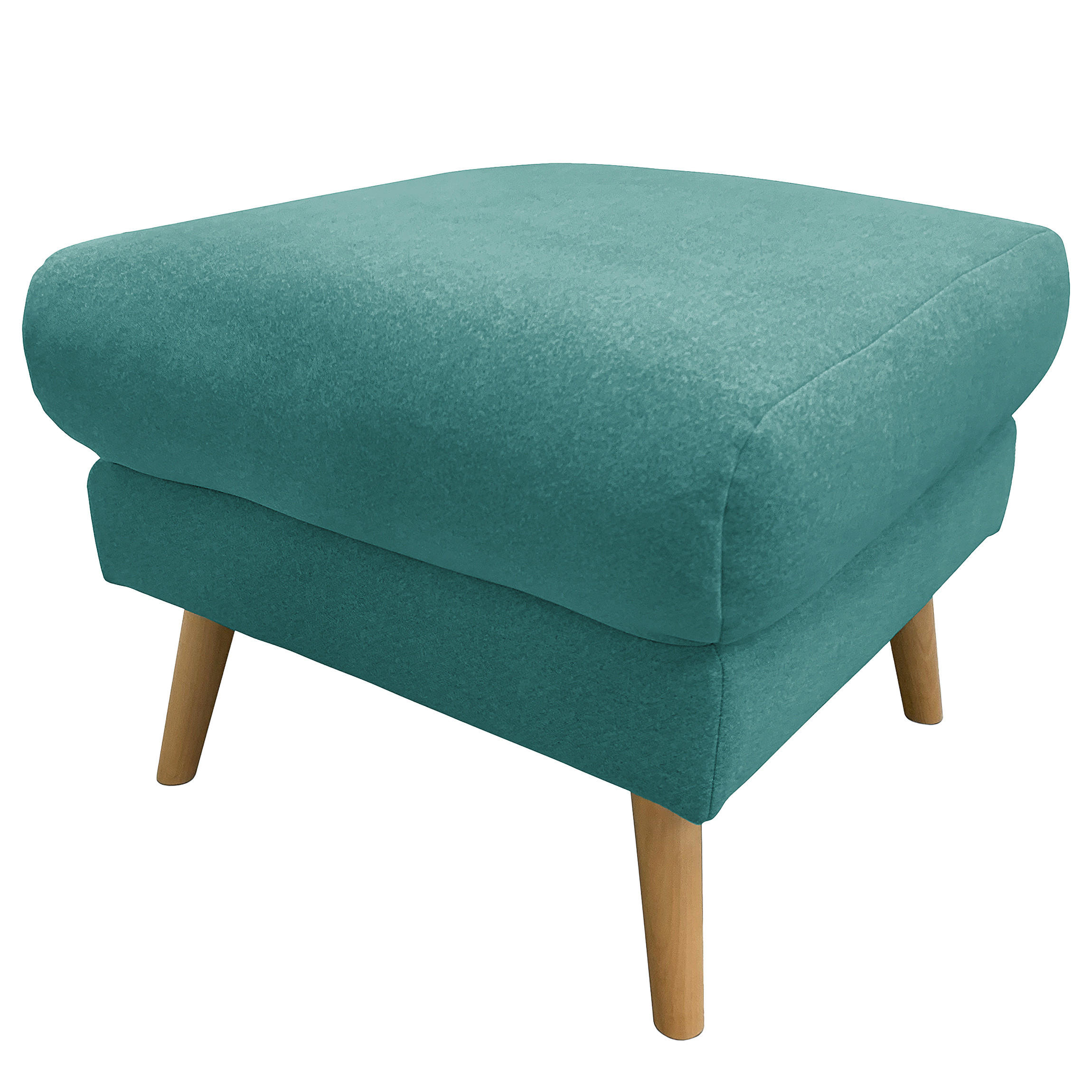HOCKERTextil Türkis  - Türkis/Buchefarben, Design, Holz/Textil (61/49/65cm) - Livetastic