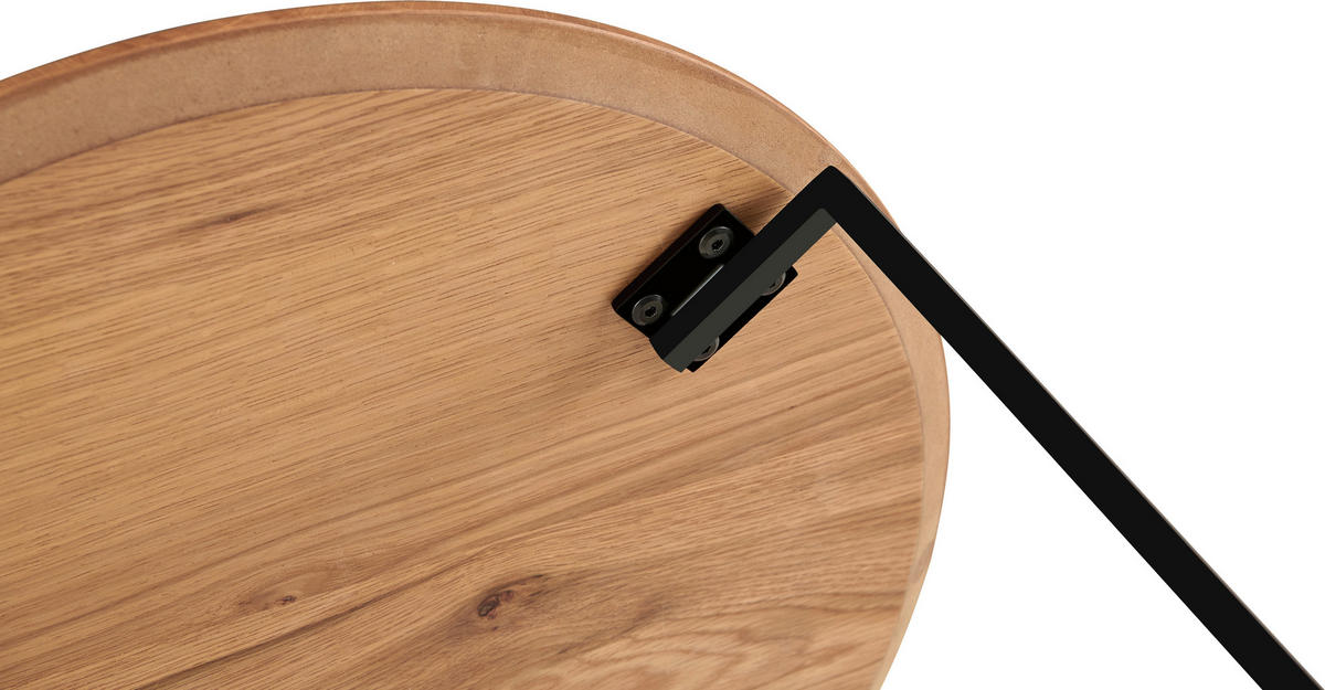 COUCHTISCHSET Eiche furniert 80/60/80/60/43/39 cm rund Schwarz, Eichefarben  - Eichefarben/Schwarz, Design, Holz/Holzwerkstoff (80/60/80/60/43/39cm) - Carryhome