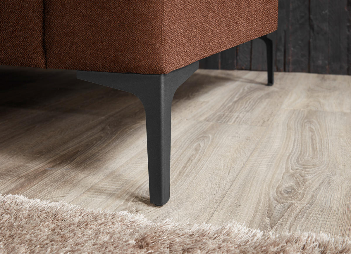 2,5-SITZER in Flachgewebe Rostfarben  - Rostfarben/Schwarz, Design, Textil/Metall (206/86/97cm) - Pure Home Lifestyle