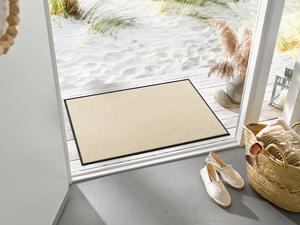 FUSSMATTE  60/90 cm  Beige  Uni  - Beige, KONVENTIONELL, Kunststoff/Textil (60/90cm) - wash+dry