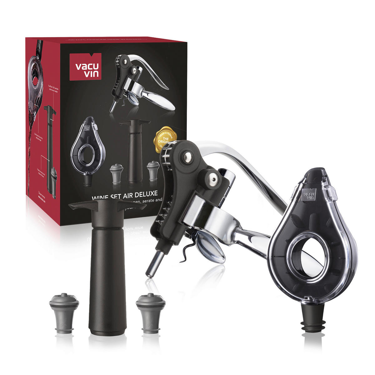 SET PRIBORA ZA VINO - srebrna/crna, Osnovno, metal/plastika (14.8/14.8/18.4cm) - Vacu Vin