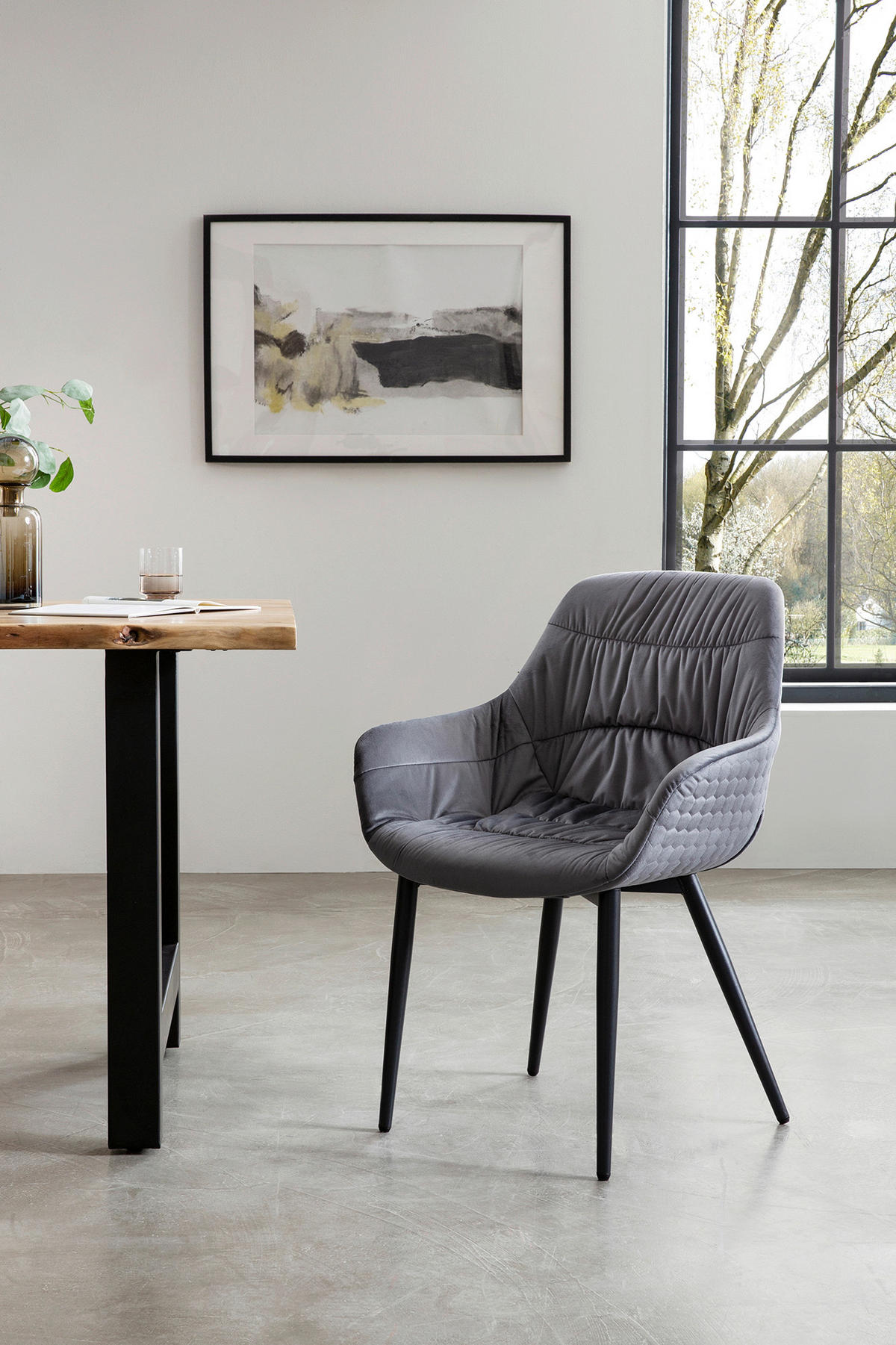 TISCHGRUPPE Grau, Naturfarben  - Naturfarben/Grau, MODERN, Holz/Textil (160/85/76,5cm) - Livetastic