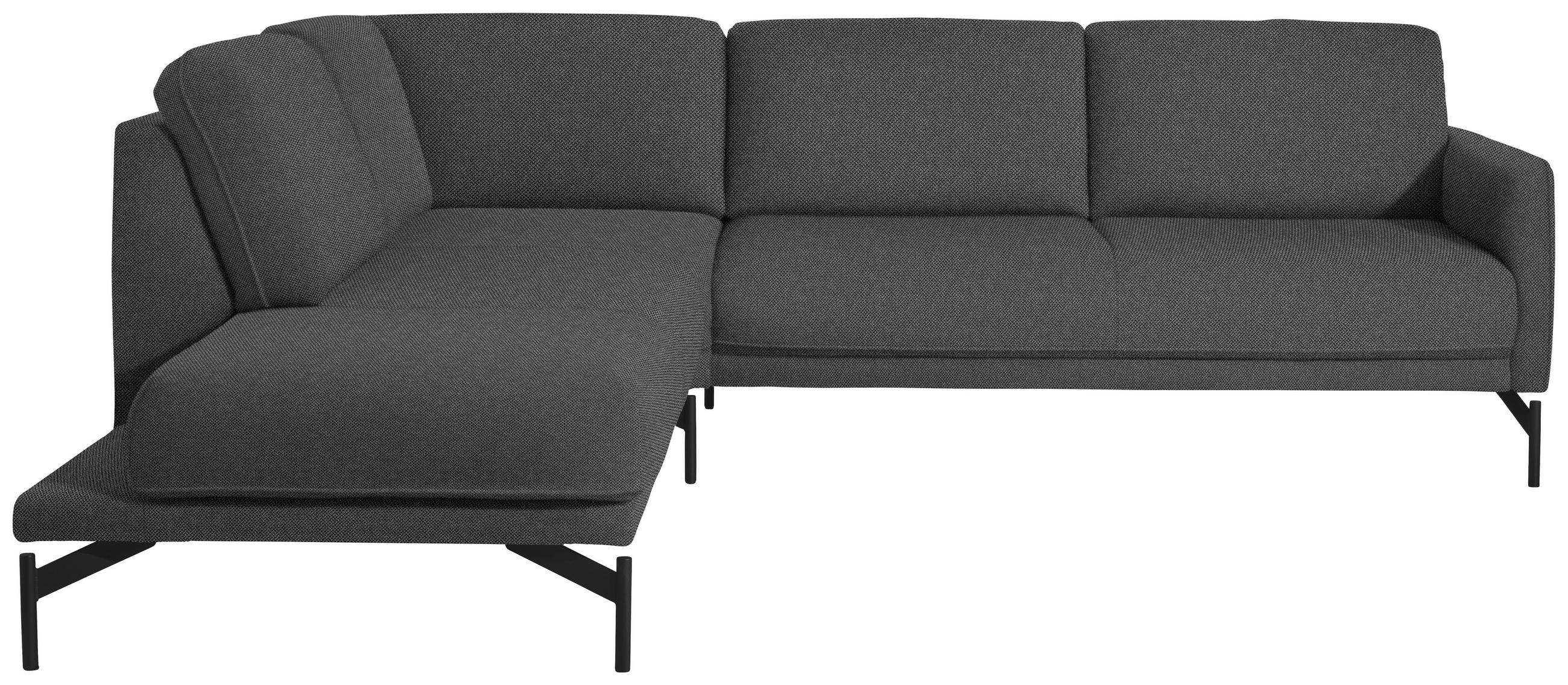 ECKSOFA in Flachgewebe Grau  - Anthrazit/Grau, Design, Textil/Metall (230/254cm) - Johann Jakob