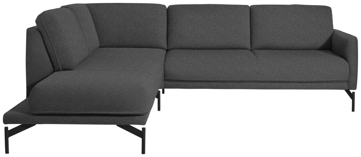 ECKSOFA in Flachgewebe Grau  - Anthrazit/Grau, Design, Textil/Metall (230/254cm) - Johann Jakob