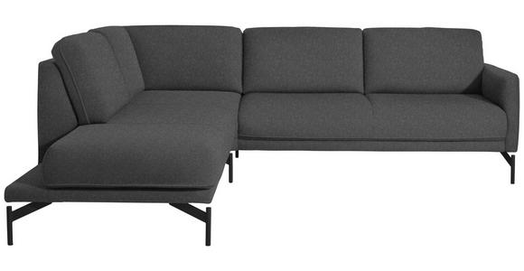 ECKSOFA in Flachgewebe Grau  - Anthrazit/Grau, Design, Textil/Metall (230/254cm) - Ambiente