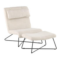 FÅTÖLJ MED FOTPALL i textil, metall vit  - vit/svart, Design, metall/textil (65/88/31cm) - Best Price