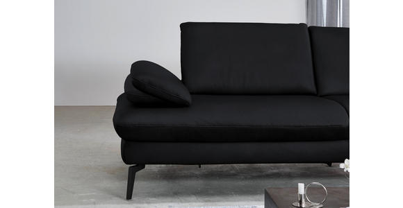 ECKSOFA in Echtleder Anthrazit  - Anthrazit/Schwarz, Design, Leder/Metall (325/157cm) - Dieter Knoll