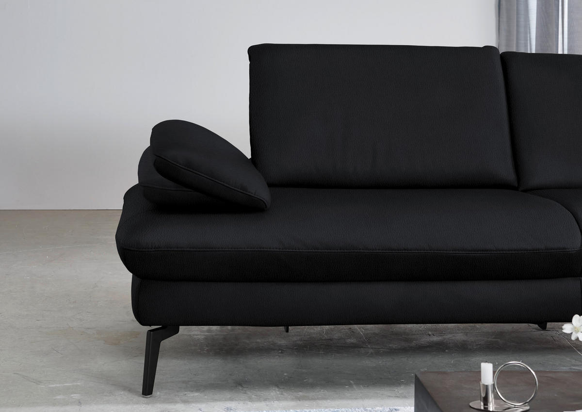 ECKSOFA in Echtleder Anthrazit  325/157 cm  - Anthrazit/Schwarz, Design, Leder/Metall (325/157cm) - Dieter Knoll