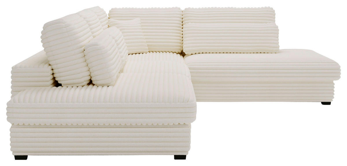 ECKSOFA in Cord, Plüsch Beige  - Beige/Schwarz, Design, Kunststoff/Textil (332/244cm) - Livetastic