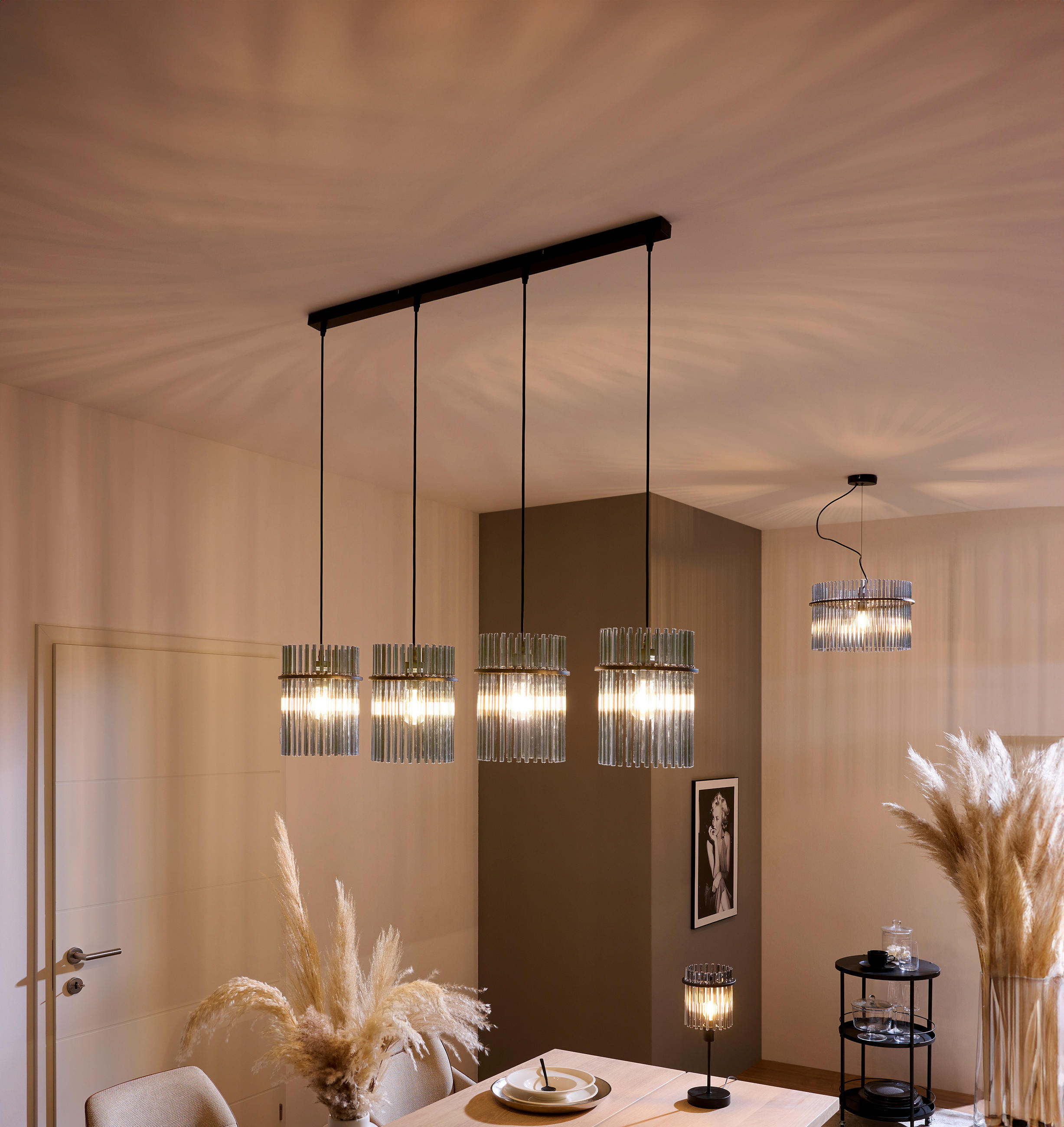 STOLNÍ LAMPA, E14, 15/37,5 cm - šedá/černá, Trend, kov/sklo (15/37,5cm)