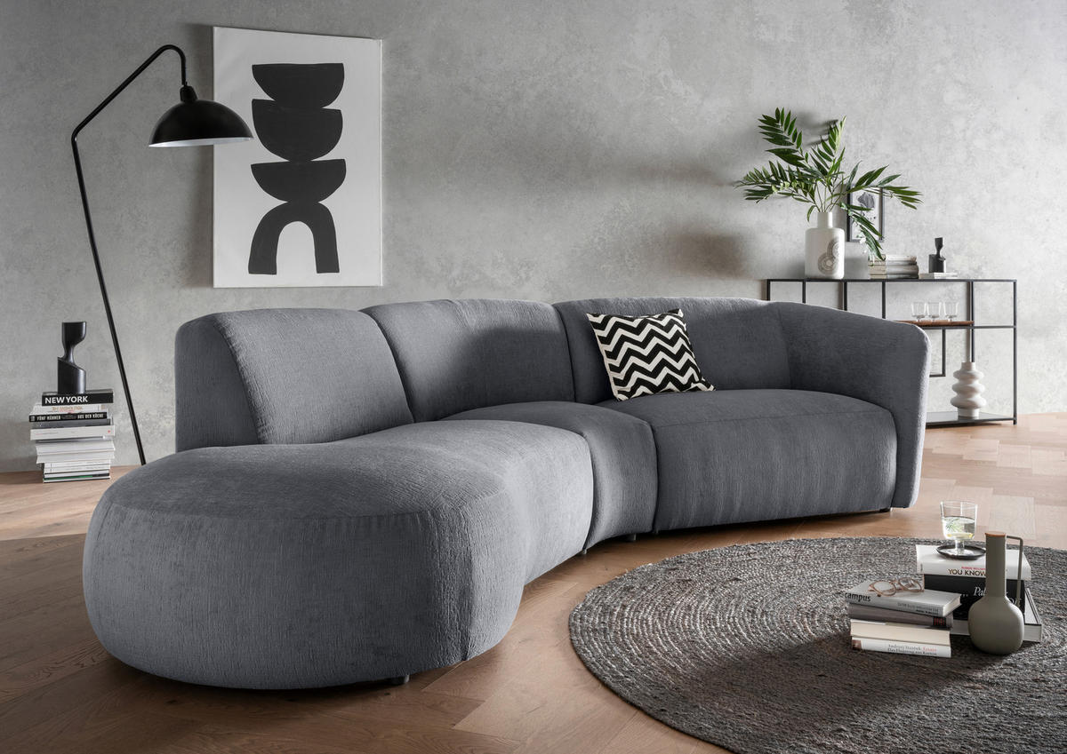 ECKSOFA Anthrazit Mikrofaser  - Anthrazit/Schwarz, MODERN, Kunststoff/Textil (182/276cm) - Livetastic