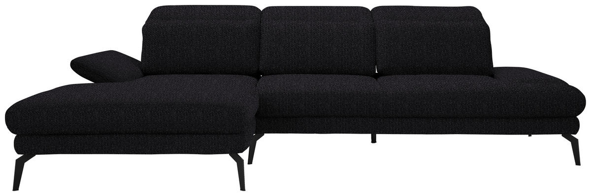 ECKSOFA in Webstoff Schwarz  - Schwarz, Design, Textil/Metall (180/289cm) - Stylife