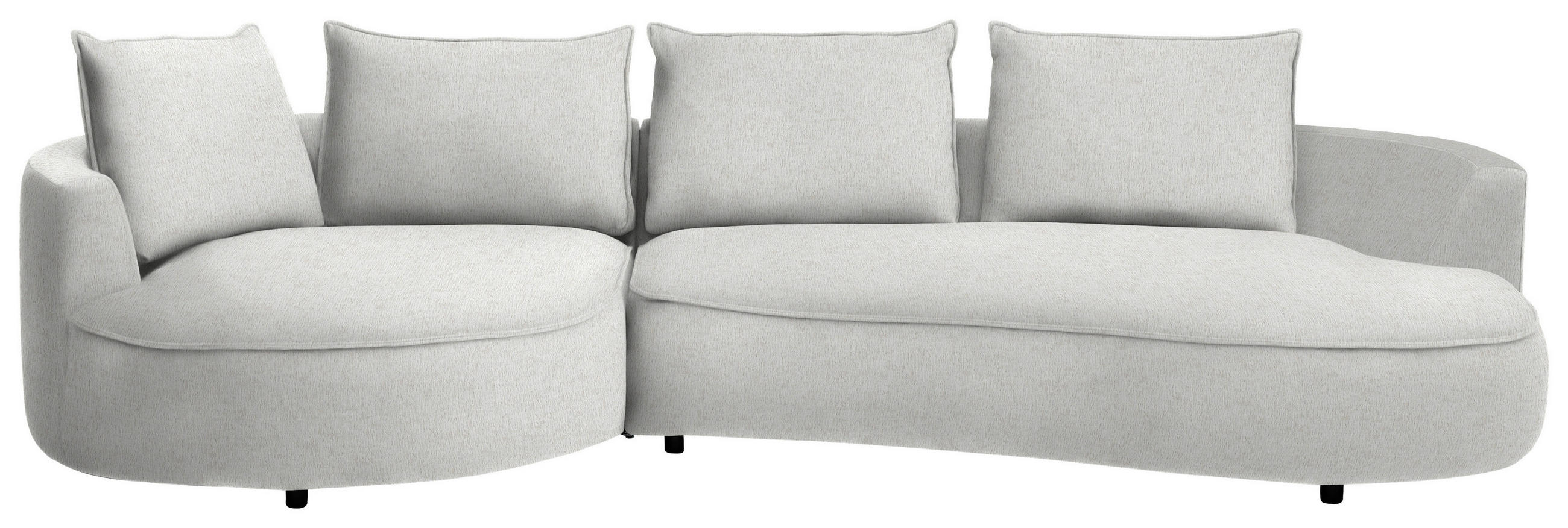 BIGSOFA in Chenille Ecru  - Ecru/Schwarz, Design, Kunststoff/Textil (154/82/322cm) - home24