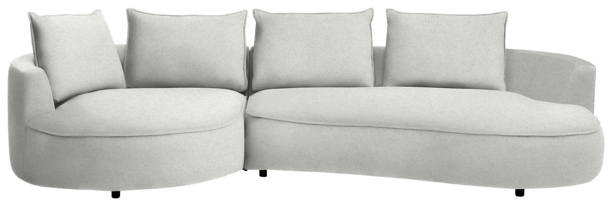BIGSOFA in Chenille Ecru  - Ecru/Schwarz, Design, Kunststoff/Textil (154/82/322cm) - home24