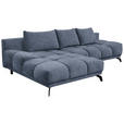 ECKSOFA in Chenille Dunkelblau  - Schwarz/Dunkelblau, MODERN, Textil/Metall (182/290cm) - Hom`in