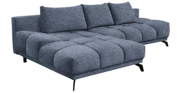 ECKSOFA in Chenille Dunkelblau  - Schwarz/Dunkelblau, MODERN, Textil/Metall (182/290cm) - Hom`in