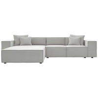 ECKSOFA Grau Chenille Zierkissen, Rücken echt  - Schwarz/Grau, MODERN, Kunststoff/Textil (180/265cm) - Milino