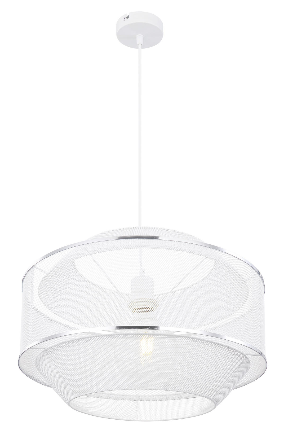 HÄNGELEUCHTE  45/150/28 cm   - Chromfarben/Weiss, Trend, Metall (45/150/28cm) - Globo