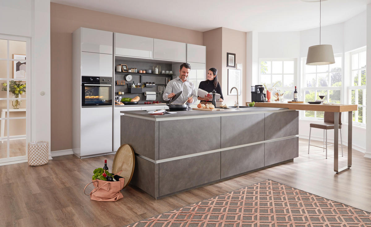 KUCHYNĚ NA MÍRU DK704 - světle šedá/antracitová, Design, kompozitní dřevo - Dieter Knoll