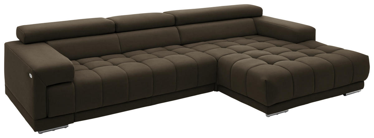 ECKSOFA  in Mikrofaser Graubraun  335/190 cm  - Graubraun/Silberfarben, Design, Textil/Metall (335/190cm) - Beldomo Speed