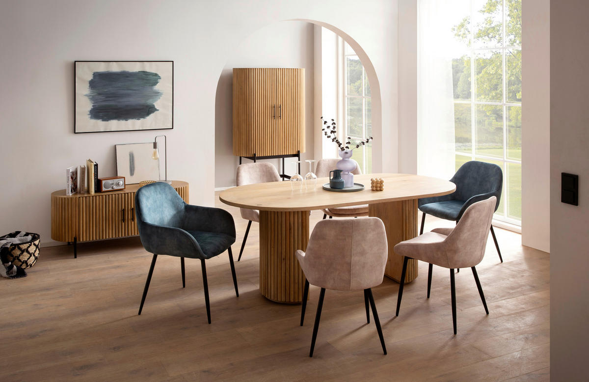 LOWBOARD  120/54/40 cm   - Schwarz/Naturfarben, Design, Holz/Metall (120/54/40cm) - MID.YOU