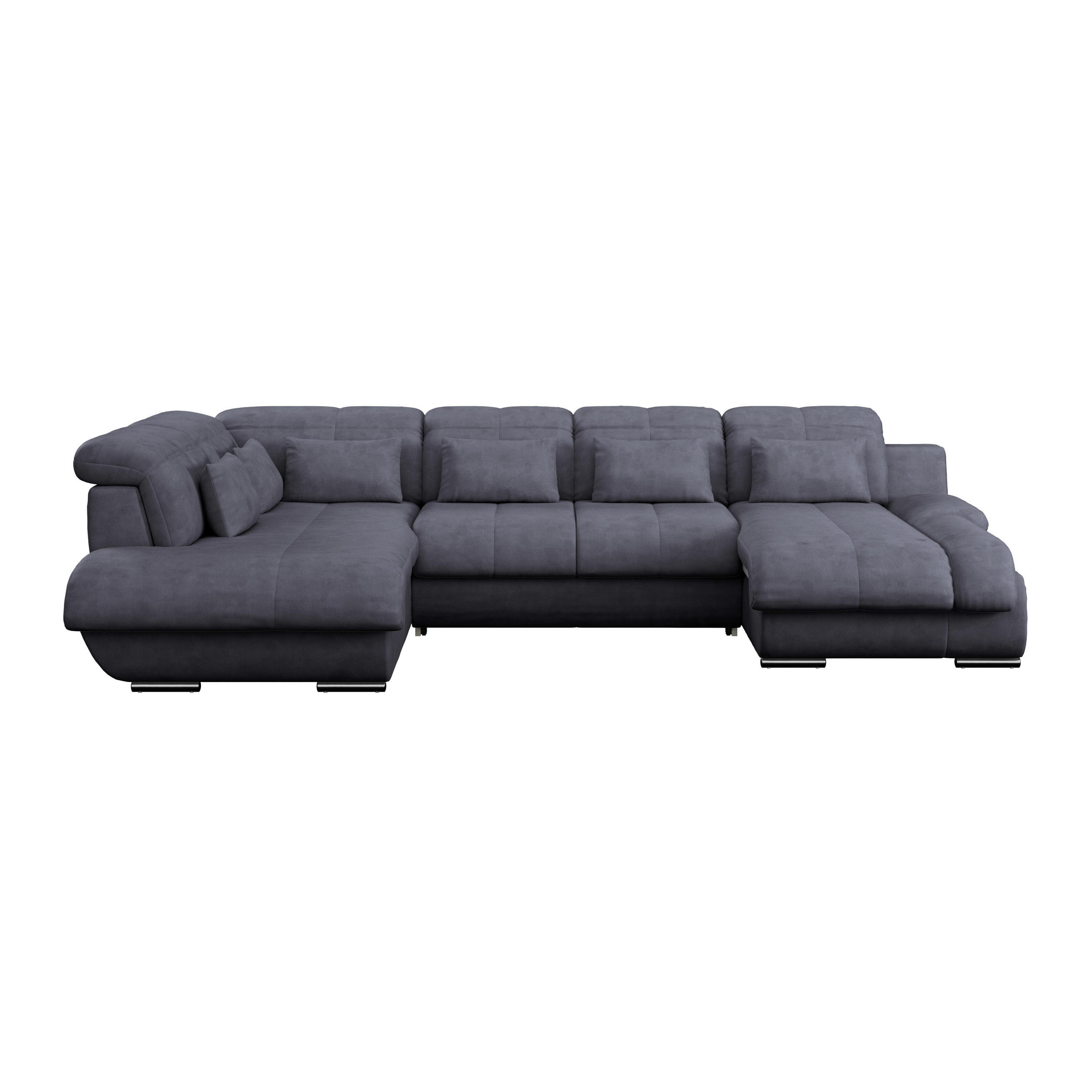 WOHNLANDSCHAFT Dunkelblau Mikrofaser  - Chromfarben/Dunkelblau, MODERN, Textil/Metall (228/345/184cm) - MID.YOU