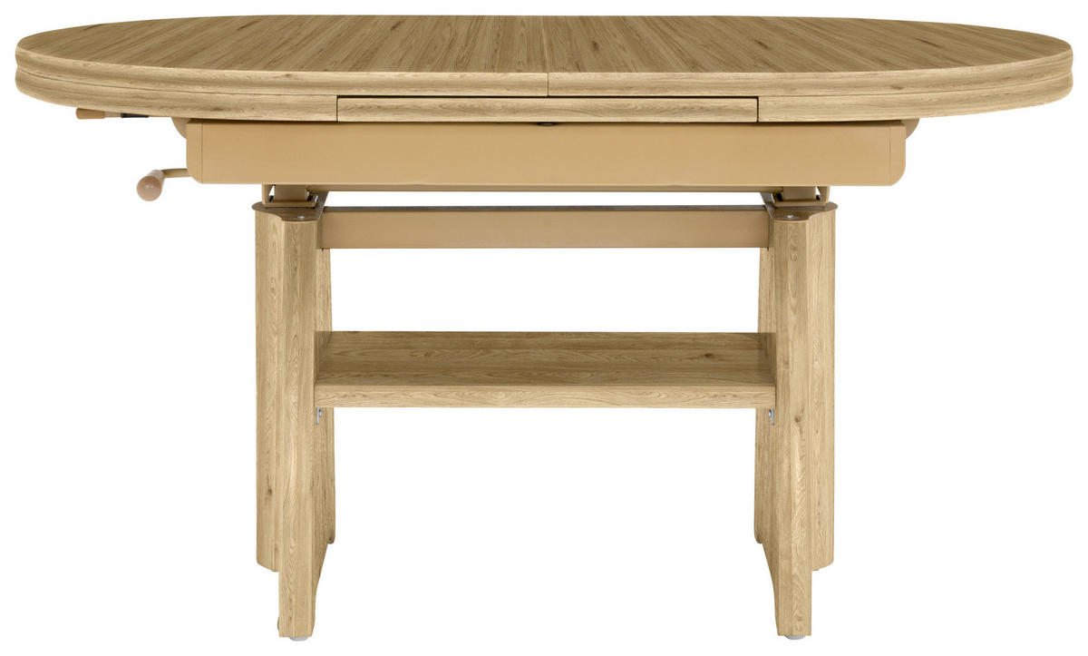 COUCHTISCH Wildeiche furniert 110-130,5/65/56-75 cm oval Wildeiche, Eiche Bianco  - Wildeiche/Eiche Bianco, KONVENTIONELL, Holzwerkstoff/Metall (110-130,5/65/56-75cm) - Venda