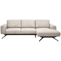 ECKSOFA in Struktur Creme  - Creme/Schwarz, Design, Textil/Metall (262/157cm) - Novel
