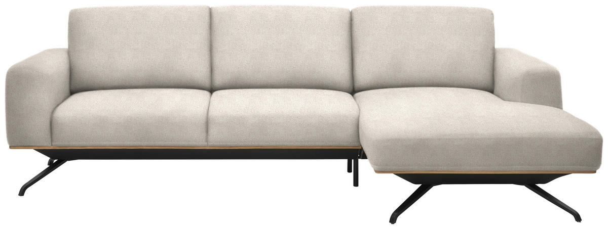ECKSOFA in Struktur Creme  - Creme/Schwarz, Design, Textil/Metall (262/157cm) - Novel