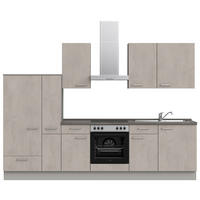 KÜCHENBLOCK 300 cm   in Grau, Schieferfarben  - Schieferfarben/Edelstahlfarben, MODERN, Holzwerkstoff/Metall (300cm) - Nobilia