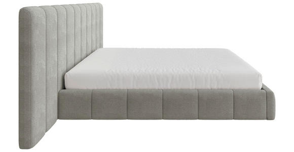 POLSTERBETT gepolstertes Kopfteil, Lattenrost, Bettkasten Hellgrau 160/200 cm  - Hellgrau/Schwarz, Design, Holz/Kunststoff (160/200cm) - Carryhome