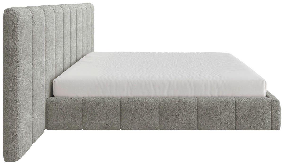 POLSTERBETT 180/200 cm  Hellgrau  - Hellgrau/Schwarz, Design, Holz/Kunststoff (180/200cm) - Carryhome