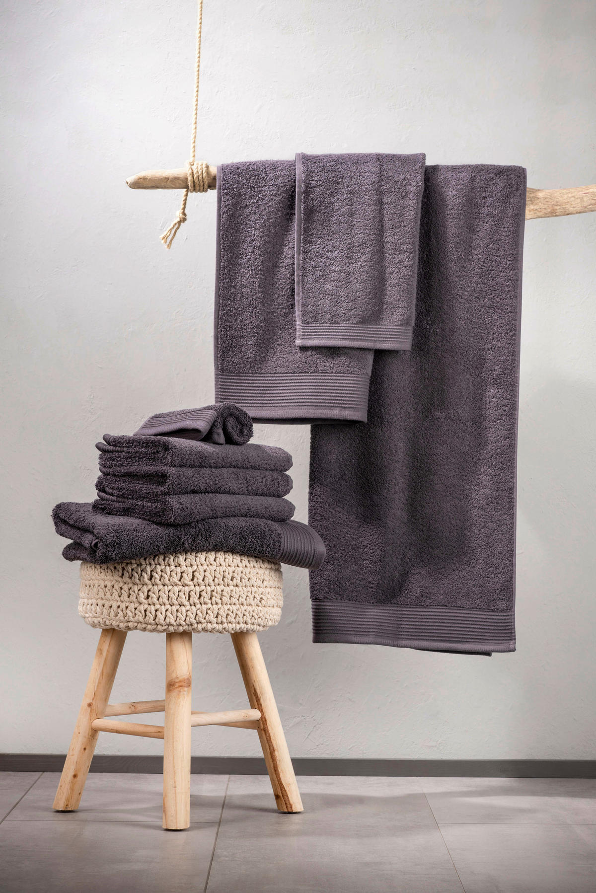 FROTTIERSET PANA Anthrazit 8-teilig  - Anthrazit, Basics, Textil