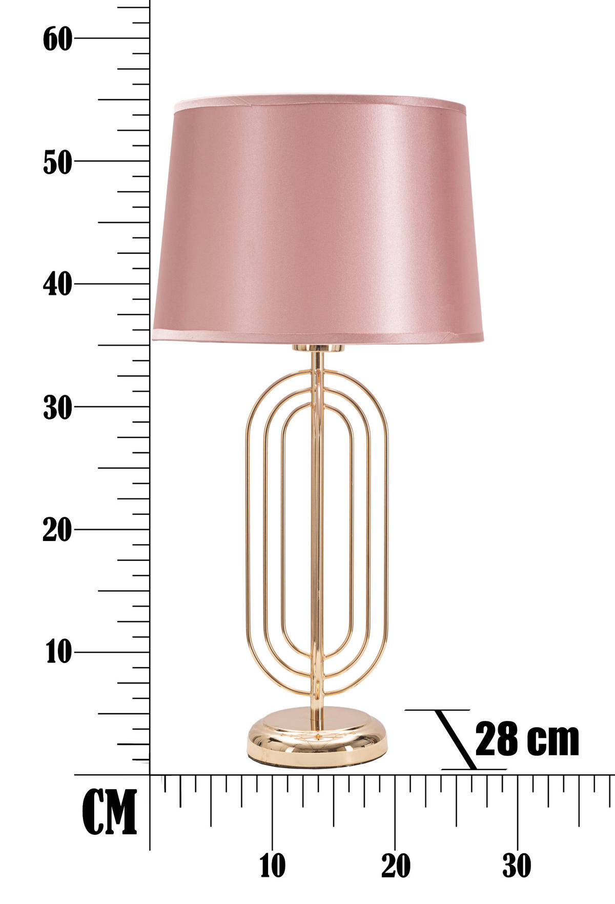 TISCHLEUCHTE 28/55 cm  - Pink/Goldfarben, Trend, Kunststoff/Textil (28/55cm) - Mauro Ferretti