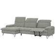 ECKSOFA in Webstoff Silberfarben  - Silberfarben/Schwarz, LIFESTYLE, Textil/Metall (180/310cm) - Valnatura