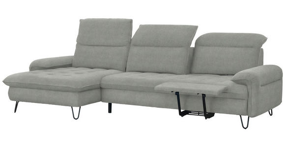 ECKSOFA in Webstoff Silberfarben  - Silberfarben/Schwarz, LIFESTYLE, Textil/Metall (180/310cm) - Valnatura