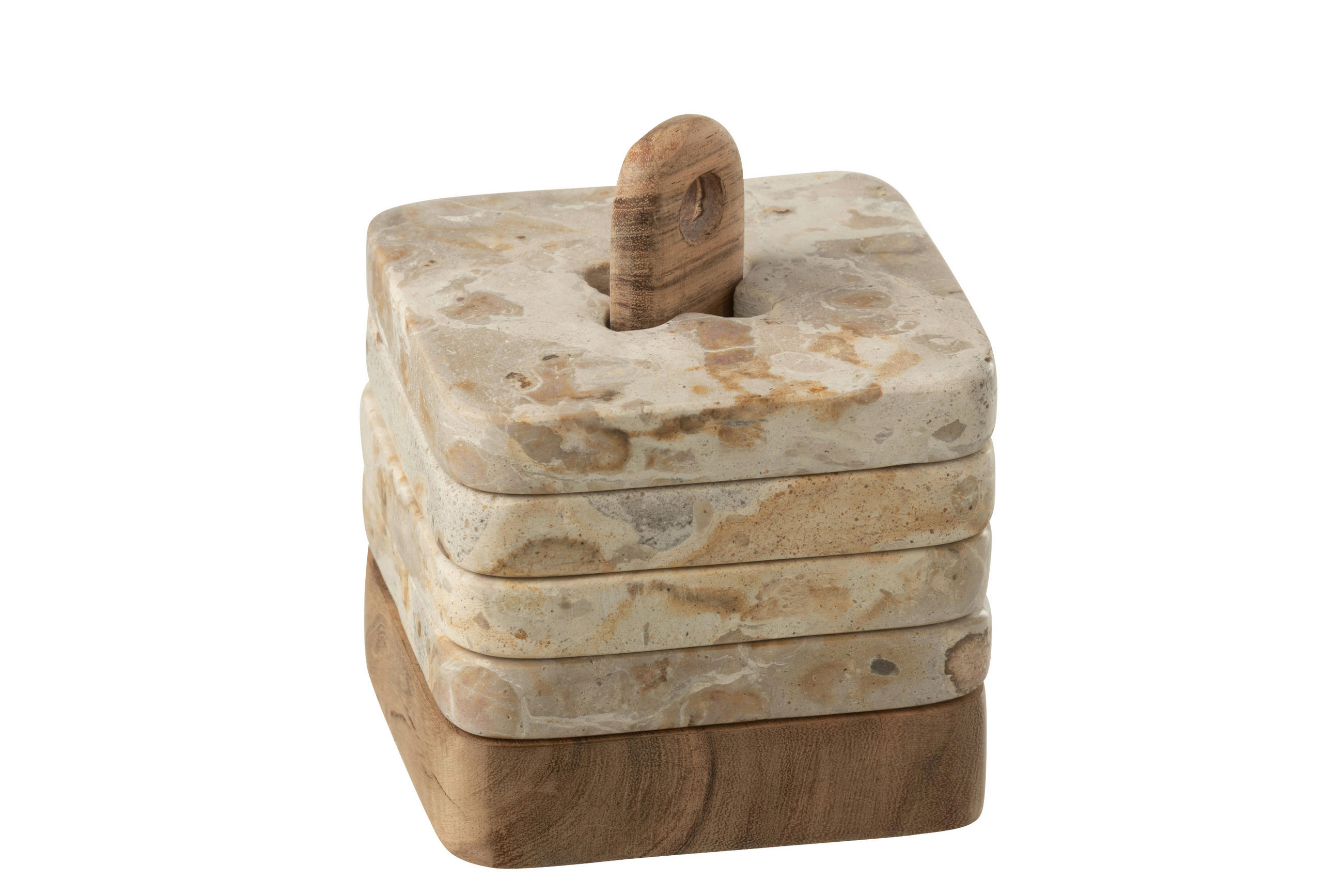 GLASUNTERSETZERSET   - Beige, Basics, Stein (10/10/10cm) - Ambia Home